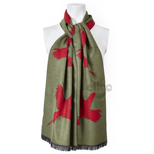 Elico Scarf - Pheasant Olive/Red