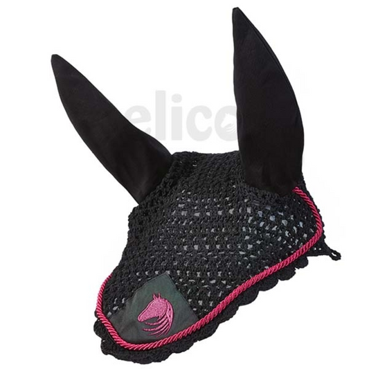 Elico Deluxe Horse Bonnet - Black/Pink