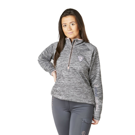 FIREFOOT HALF ZIP SPORT TOP KIDS GREY MARL/ROSE GOLD
